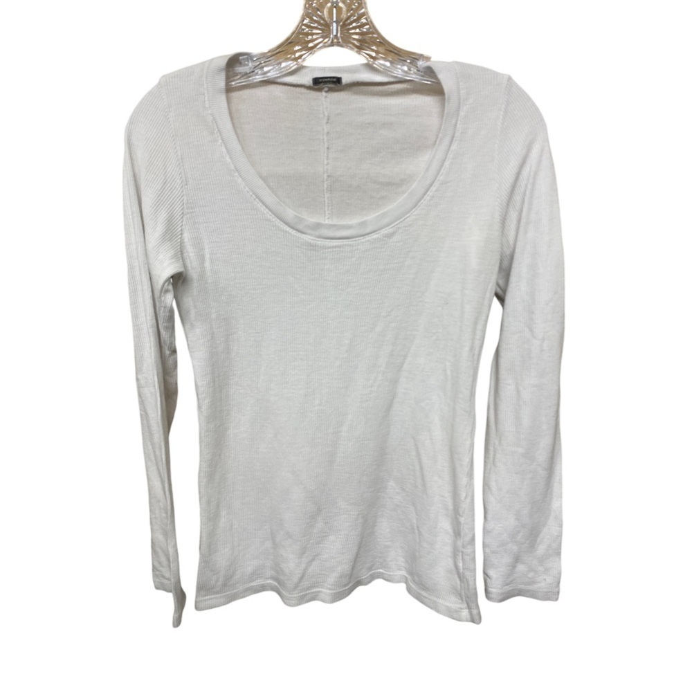 Monrow white thermal scoop neck top medium